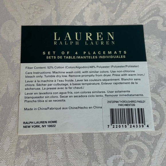 LAUREN RALPH LAUREN PLACEMATS
(4) - Picture 2 of 4